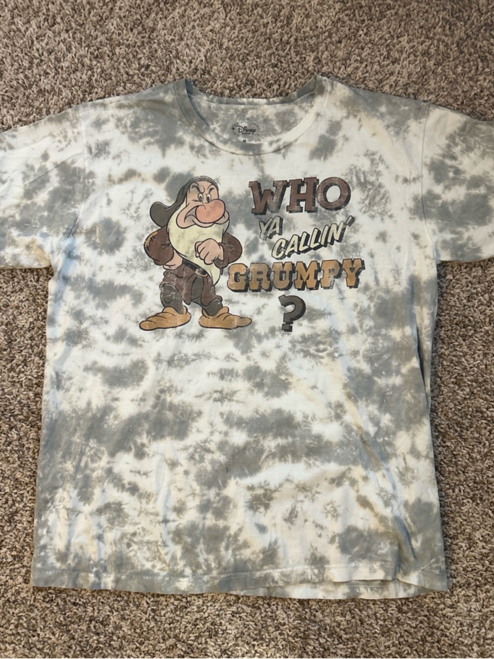 Disney Grumpy Tie-Dye Kids Tee - Gray & Beige